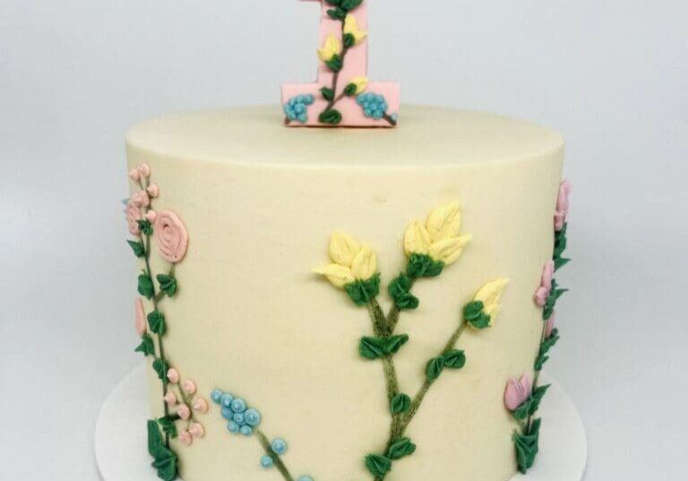 Piped Floral Number Cake Orders